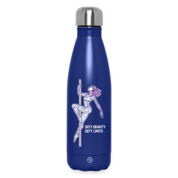 Art en ligne de pole dance – Cadeau de la femme forte - Bouteille isotherme 500 ml - bleu foncé  - Devant