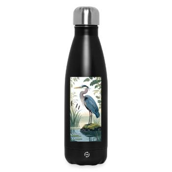 Jeune héron cendré dans la nature - Bouteille isotherme 500 ml - noir - Devant