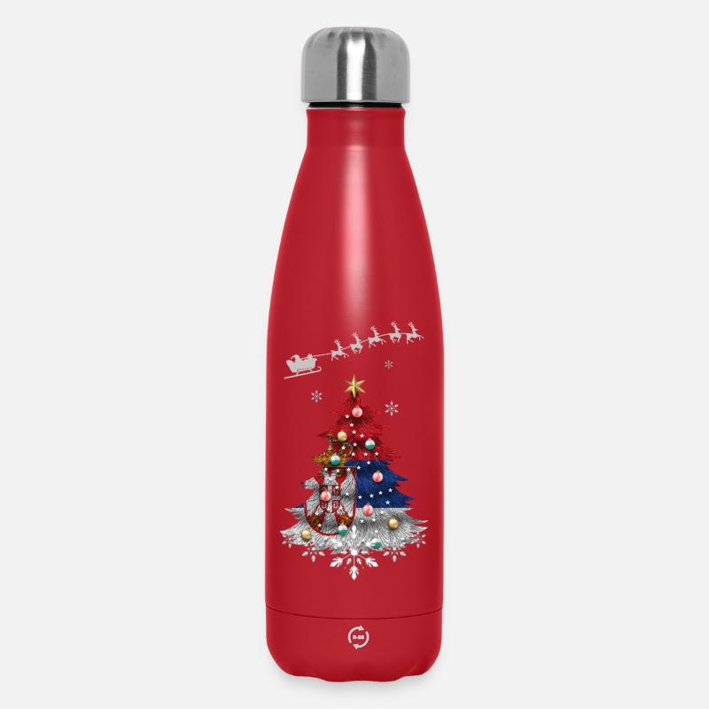 Sapin de Noël avec drapeau serbe - Bouteille isotherme 500 ml - rouge