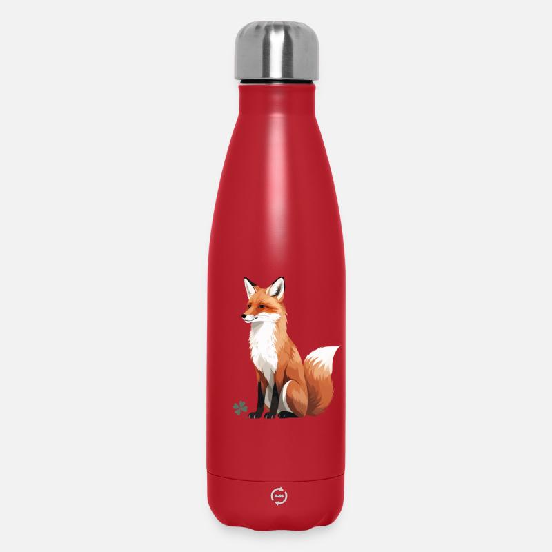 Renard assis avec trèfle - Bouteille isotherme 500 ml - rouge