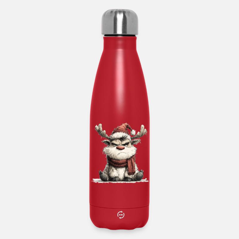 Renne sinistre avec écharpe - Bouteille isotherme 500 ml - rouge