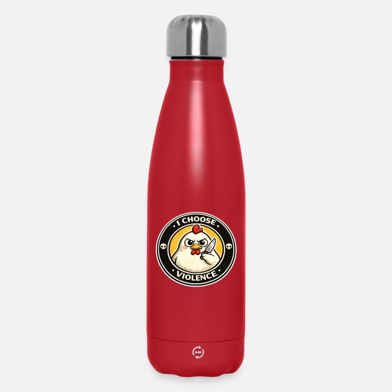 Poule résolue avec un couteau - Bouteille isotherme 500 ml - rouge