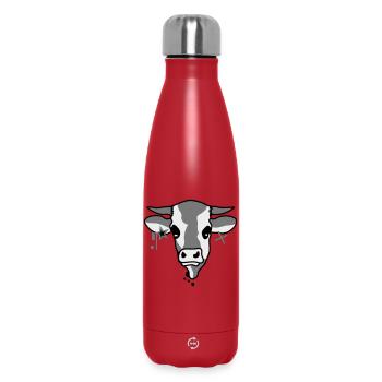 The head of a cow - Insulated Water Bottle 500 ml - red - Front