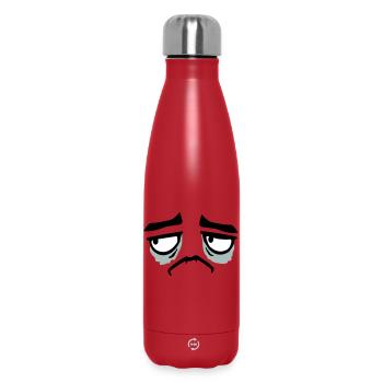 Grumpy sad disappointed face funny - Insulated Water Bottle 500 ml - red - Front