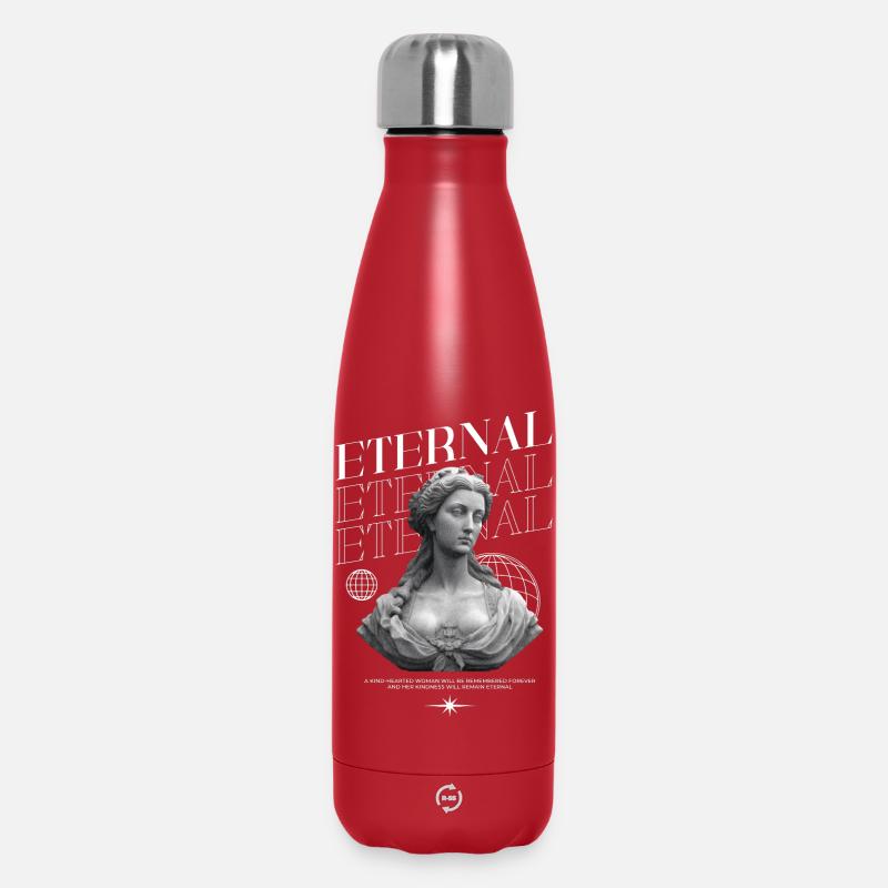 Bonté éternelle : Statue, collage globe - Bouteille isotherme 500 ml - rouge