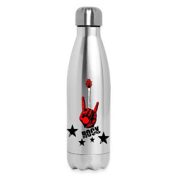 Main rock et manche de guitare - Bouteille isotherme 500 ml - argent clair - Devant
