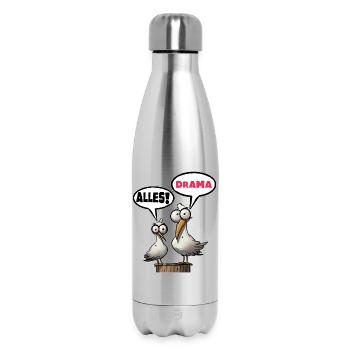 Mouettes humoristiques avec bulles de dialogue Tout drame - Bouteille isotherme 500 ml - argent clair - Devant