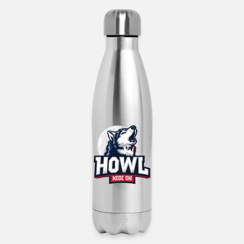 Howl Mode On – Husky Design mit Mond - Thermosflasche 500 ml - Lightsilver