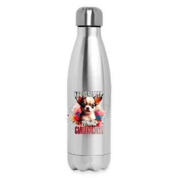 Chihuahua Puppy Cute Life Dog Gift - Insulated Water Bottle 500 ml - silver - Front