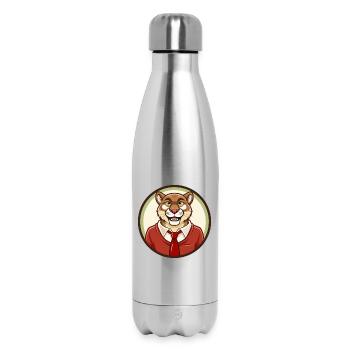 Cougar coloré Kawaii Dessin animé Personnage Clipart - Bouteille isotherme 500 ml - argent clair - Devant