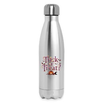 "Trick or Treat" – Trendiger & lustiger Halloween-Slogan - Thermosflasche 500 ml - Lightsilver - Vorne