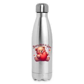 Teddybär mit Herz für Liebende - Thermosflasche 500 ml - Lightsilver - Vorne