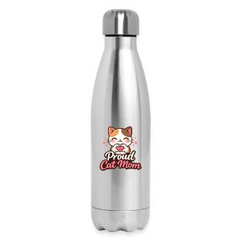 Motif de la fière maman chatte - Bouteille isotherme 500 ml - argent clair - Devant