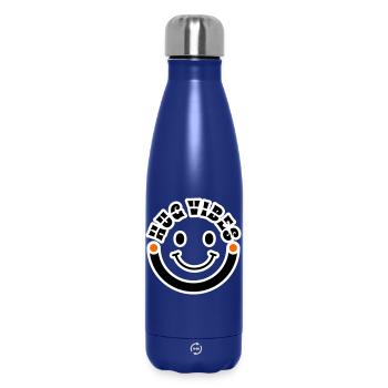 Minimalist Modern Hug Vibes Circle – Smile Curve - Insulated Water Bottle 500 ml - dark blue  - Front