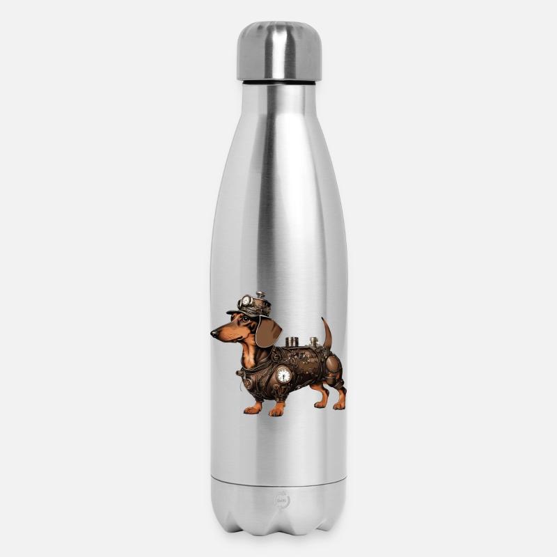 Le teckel Steampunk | Teckel - Bouteille isotherme 500 ml - argent clair