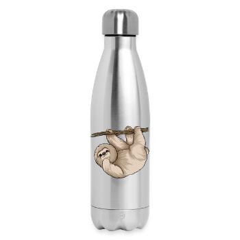 Charming Sloth Hugging Branch  - Insulated Water Bottle 500 ml - silver - Front