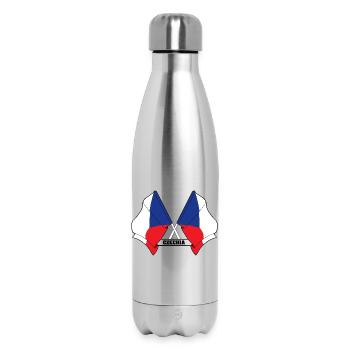 TSCHECHISCHE REPUBLIK – Kreuzende Flaggen - Thermosflasche 500 ml - Lightsilver - Vorne