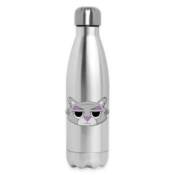 Cat with huge eyes - Insulated Water Bottle 500 ml - silver - Front