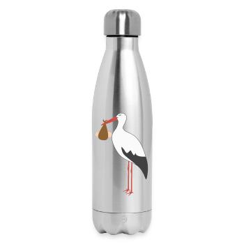 Cigogne apportant un bébé - Bouteille isotherme 500 ml - argent clair - Devant