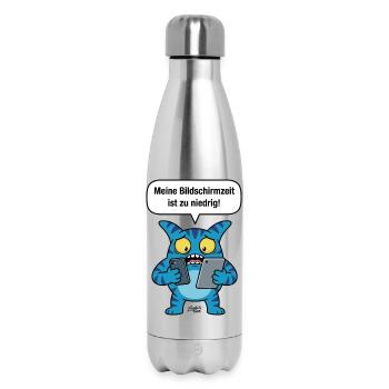 Trop peu de temps d’écran ! Addiction au téléphone portable Zooki - Bouteille isotherme 500 ml - argent clair - Devant