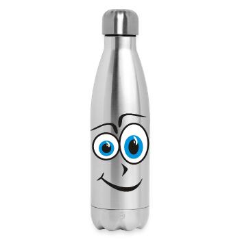 Visage aux yeux bleus curieux - Bouteille isotherme 500 ml - argent clair - Devant