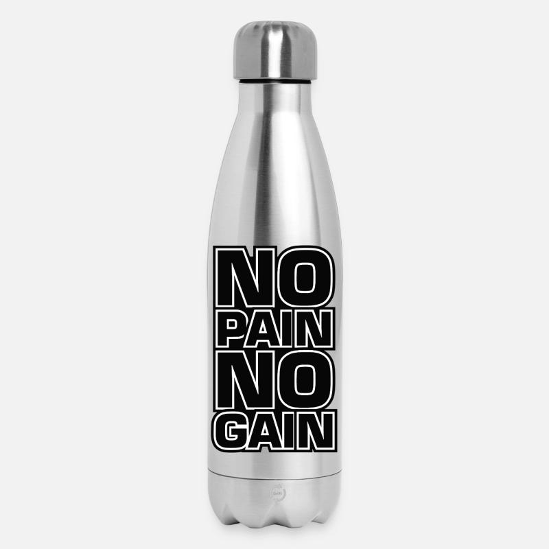 No Pain No Gain Devise de remise en forme - Bouteille isotherme 500 ml - argent clair