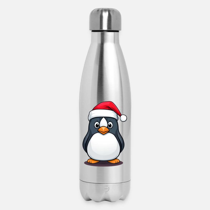 Pingouin du Père Noël - Bouteille isotherme 500 ml - argent clair
