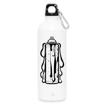 Comic Spray Can with Drops - Water Bottle with carabiner 750 ml - white - Front