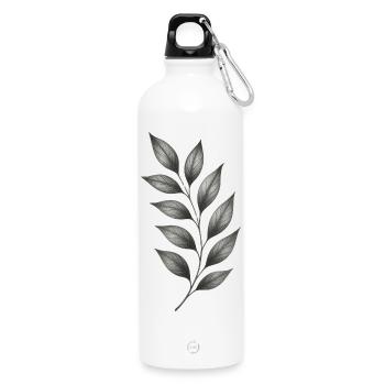 Branches de feuilles grises Lignes botaniques minimales - Gourde en inox avec mousqueton 750 ml - blanc - Devant
