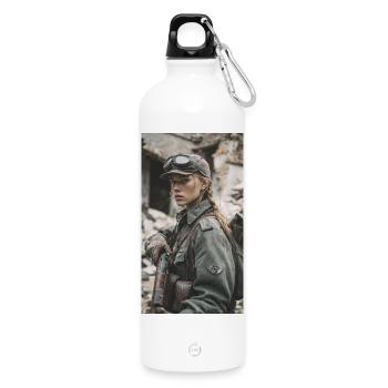 War heroine in mud military look - Water Bottle with carabiner 750 ml - white - Front
