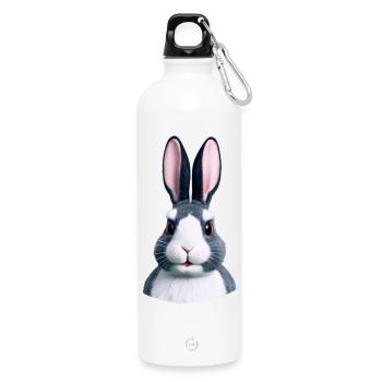 Lapin - Pas seulement à Pâques - Gourde en inox avec mousqueton 750 ml - blanc - Devant