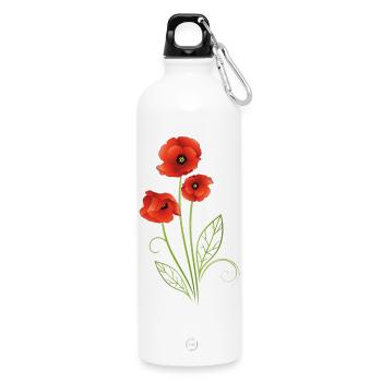 Coquelicots avec des feuilles de filigrane. Été. - Gourde en inox avec mousqueton 750 ml - blanc - Devant