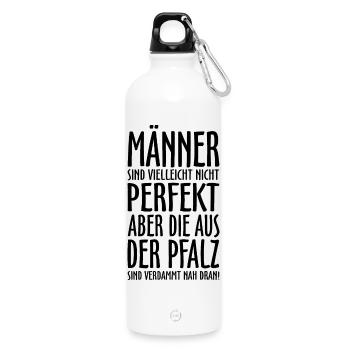 Männer aus der Pfalz (Schwarz) - Trinkflasche mit Karabiner 750 ml - Weiß - Vorne