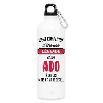 tiener / teen / teenager / kind - Drinkfles met karabijnhaak METALLIC 750 ml - wit - Voor
