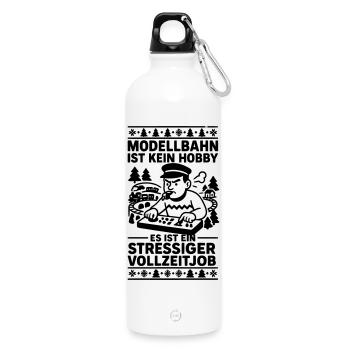 Stress au travail à temps plein dans le modélisme ferroviaire - Gourde en inox avec mousqueton 750 ml - blanc - Devant