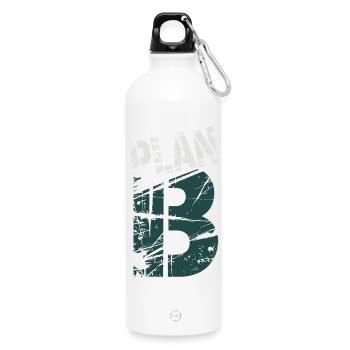 Grunge 13 Numeric Glyph - Water Bottle with carabiner 750 ml - white - Front