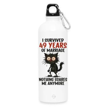 49 Hochzeitstag Geschenk Mann Frau Ehemann Ehefrau - Trinkflasche mit Karabiner 750 ml - Weiß - Vorne