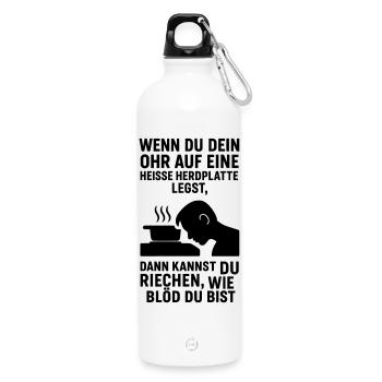 Stovetop Idiot Stupidity - Water Bottle with carabiner 750 ml - white - Front