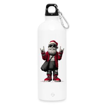 Père Noël à bascule avec des lunettes de soleil - Gourde en inox avec mousqueton 750 ml - blanc - Devant