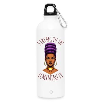 Strength in Femininity – Female Empowerment Art - Trinkflasche mit Karabiner 750 ml - Weiß - Vorne