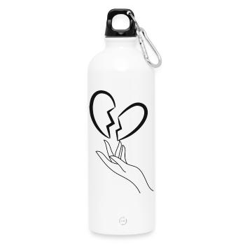 Gebrochenes Herz - Trinkflasche mit Karabiner 750 ml - Weiß - Vorne