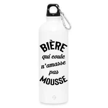 Rolling beer doesn't build foam - Water Bottle with carabiner 750 ml - white - Front