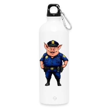 Police des cochons - Gourde en inox avec mousqueton 750 ml - blanc - Devant