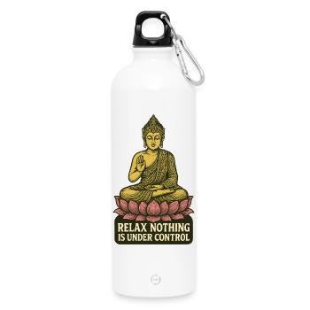Buddha Lotus Zen Entspannungszitat - Trinkflasche mit Karabiner 750 ml - Weiß - Vorne