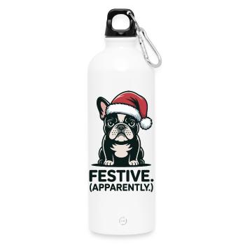 Festliche stimmungsvolle Katzen-Weihnachtsstimmung - Trinkflasche mit Karabiner 750 ml - Weiß - Vorne
