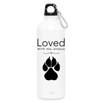 Hund – geliebt - Trinkflasche mit Karabiner 750 ml - Weiß - Vorne