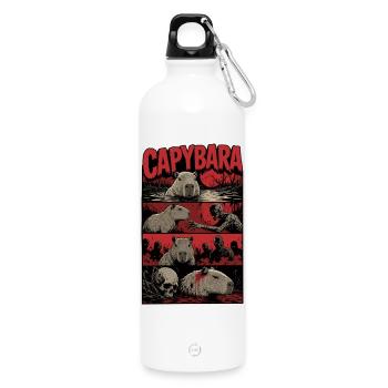 Zombie Capybara Horror Art - Trinkflasche mit Karabiner 750 ml - Weiß - Vorne