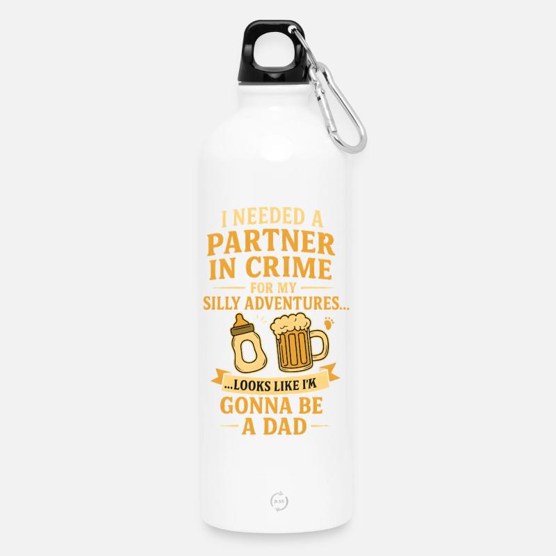 Komplizen-Vater - Trinkflasche mit Karabiner 750 ml - Weiß