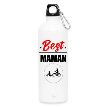Best Mom - Water Bottle with carabiner 750 ml - white - Front