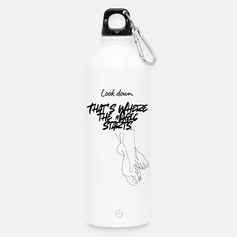 Regarde en bas. C’est là que la magie commence. - Gourde en inox avec mousqueton 750 ml - blanc